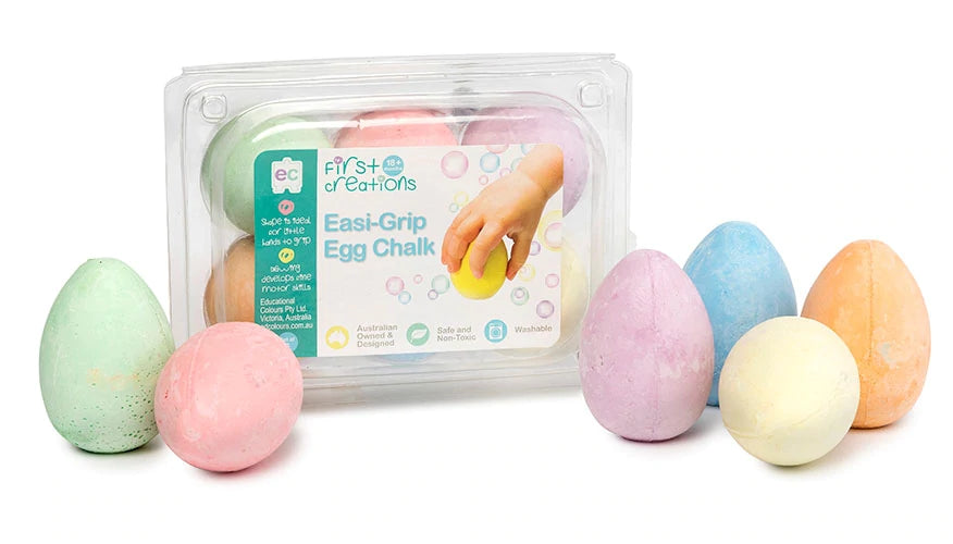 First Creations Easi-Grip Egg Shaped Chalk Assorted 6 Pack