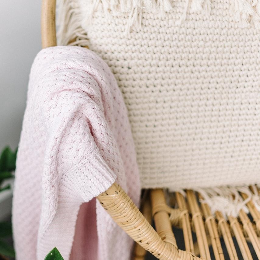 Blush Pink Diamond Knit Blanket