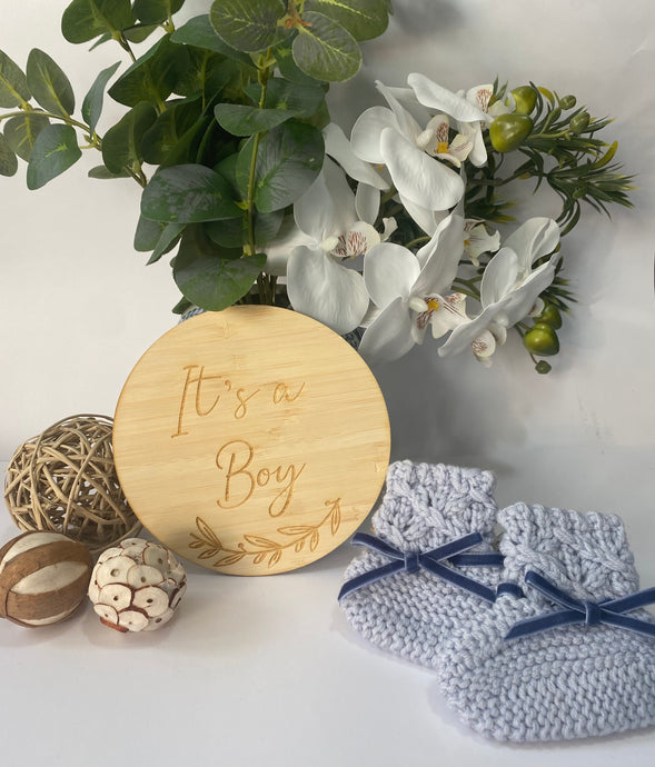 Single Announcement Disc - It's a Boy (Wreath)