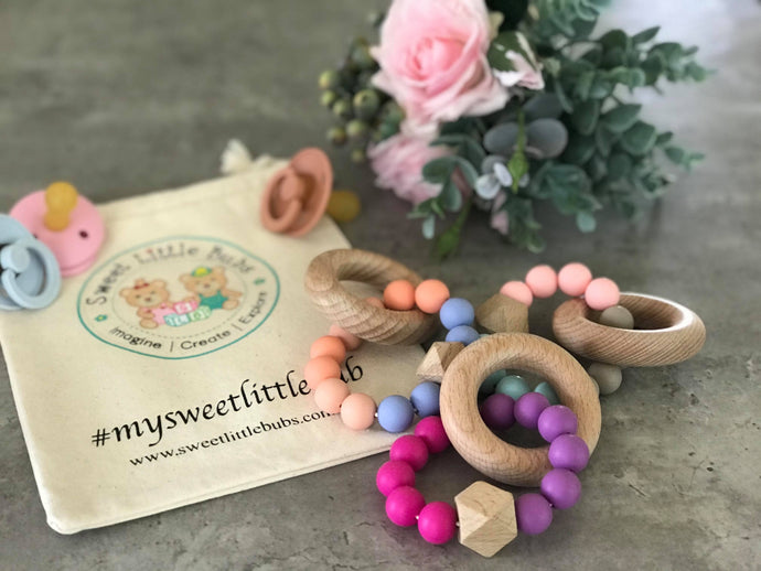 SLB HEXA Beech Wood Rattle Teether