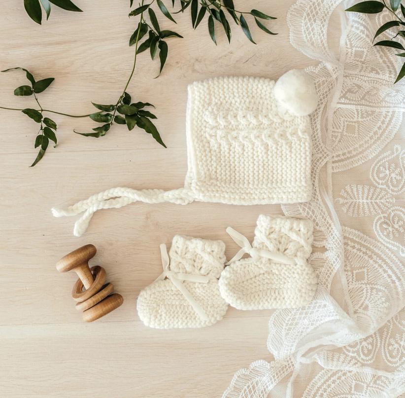 Ivory Merino Wool Bonnet & Booties