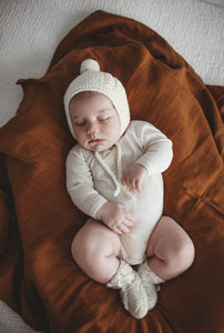 Ivory Merino Wool Bonnet & Booties