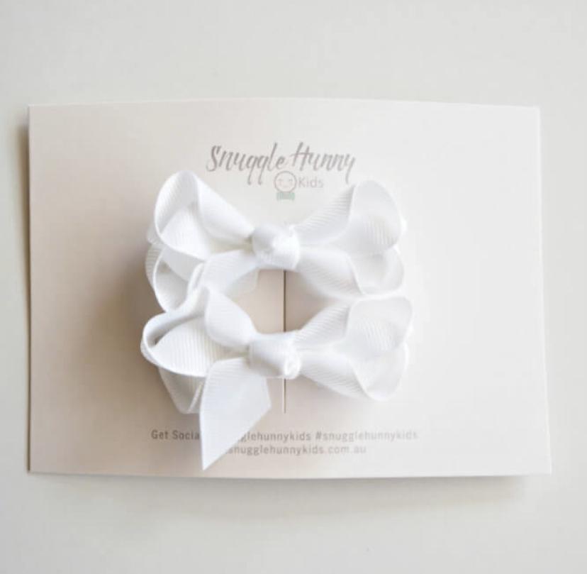 White Piggy Tail Hair Clip- Pair