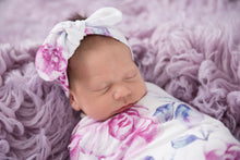 Load image into Gallery viewer, Lilac Skies Jersey Wrap &amp; Topknot Set