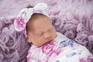Lilac Skies Jersey Wrap & Topknot Set