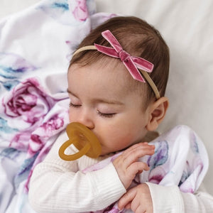 Mauve Petite Velvet Bow Headbands