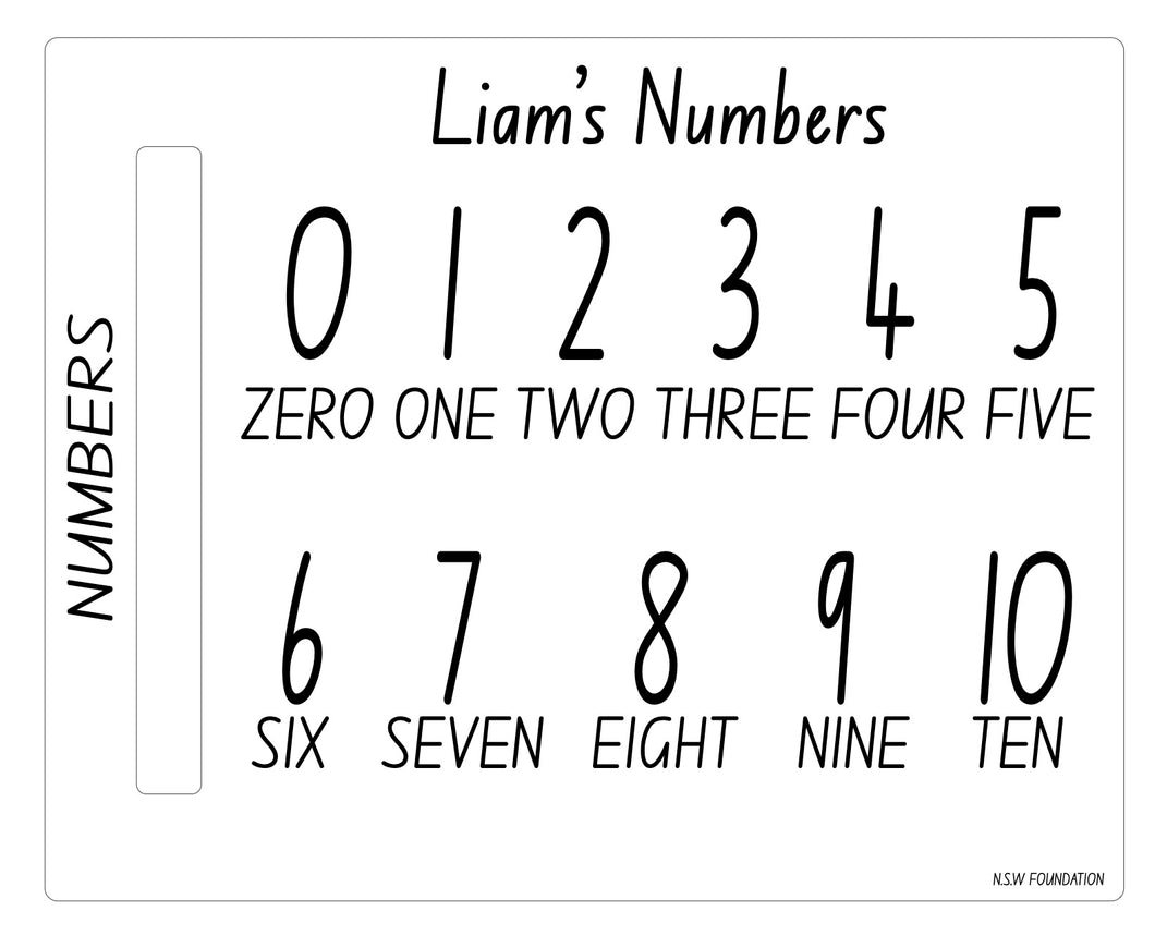 Personalised Trace & Erase Educational Boards- Numbers