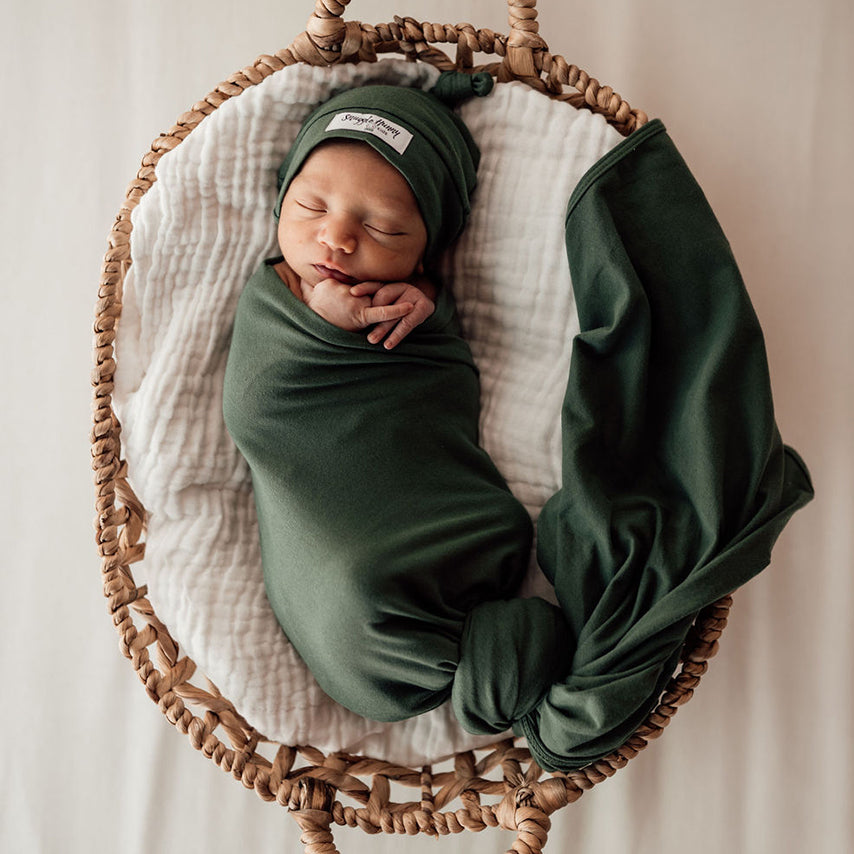 Olive Jersey Wrap & Beanie Set