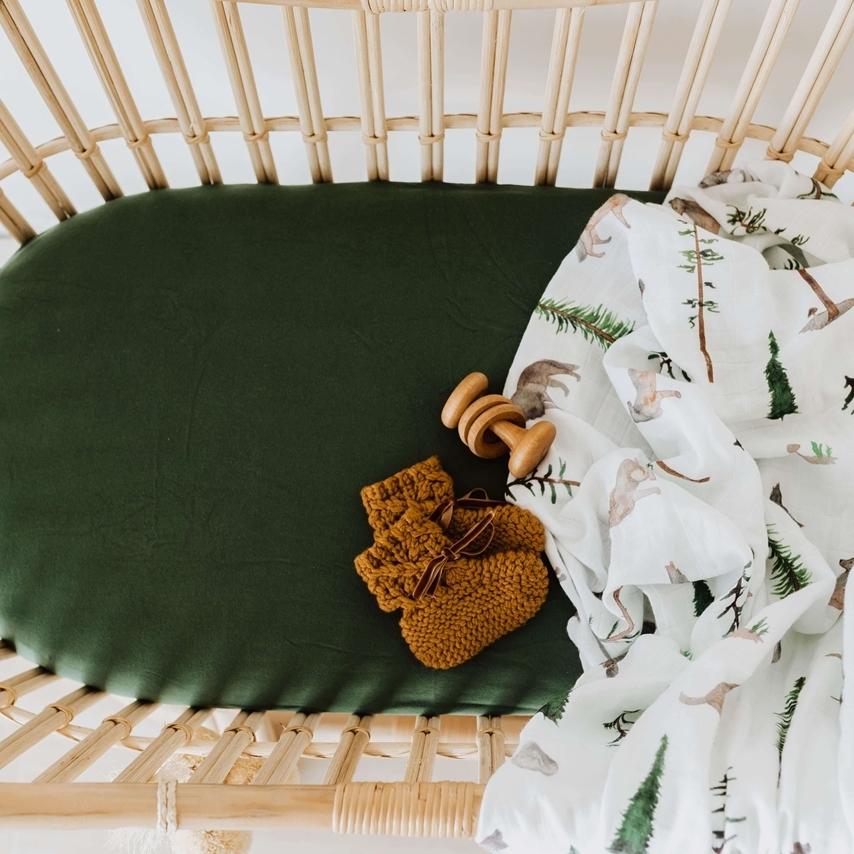 Olive- Fitted Bassinet Sheet/ Change Pad Cover