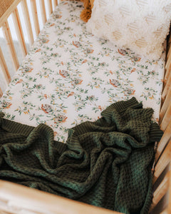 Olive Diamond Knit Baby Blanket