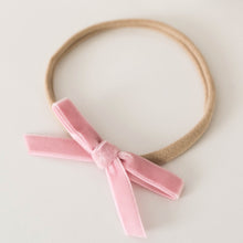 Load image into Gallery viewer, Rose Pink Petite Velvet Bow Headband