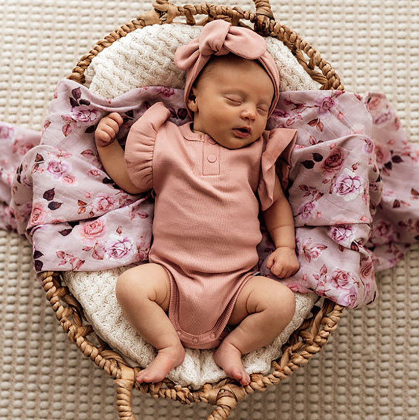 Rose Short Sleeve Bodysuit- Organic Baby Clothing
