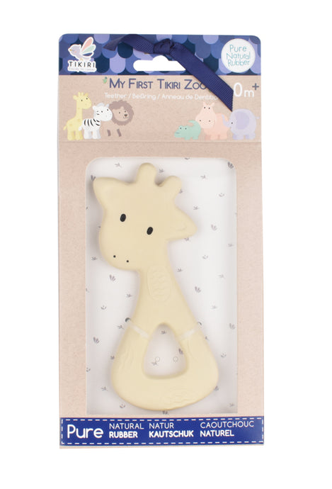 Flat Rubber Giraffe Zoo Teether- Tikiri