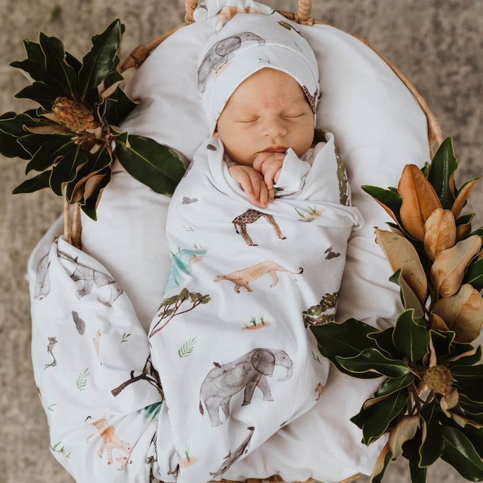 Safari Jersey Wrap & Beanie Set