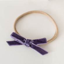 Load image into Gallery viewer, Violet Petite Velvet Bow Headband