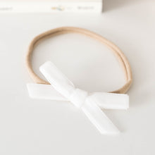 Load image into Gallery viewer, White Petite Velvet Bow Headbands