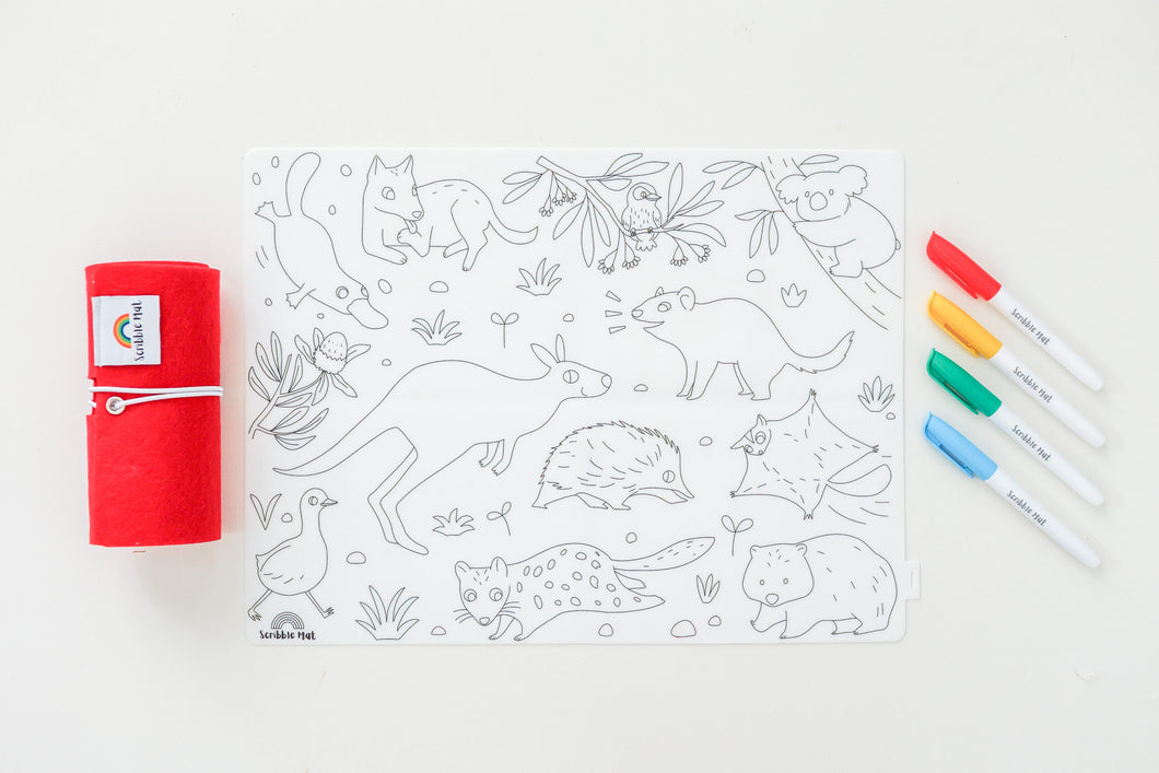 Reusable Scribble Mat- Baby Australian Animals