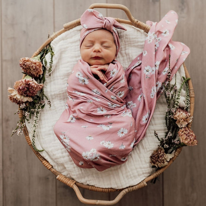 Daisy Jersey Wrap & Topknot Set