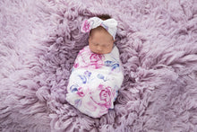 Load image into Gallery viewer, Lilac Skies Jersey Wrap &amp; Topknot Set