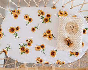 Sunflower- Fitted Bassinet Sheet/ Change Pad Cover