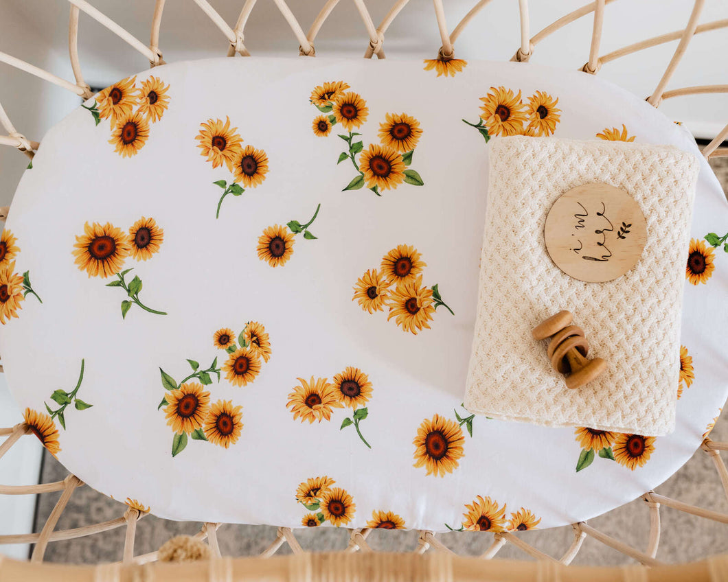 Sunflower- Fitted Bassinet Sheet/ Change Pad Cover