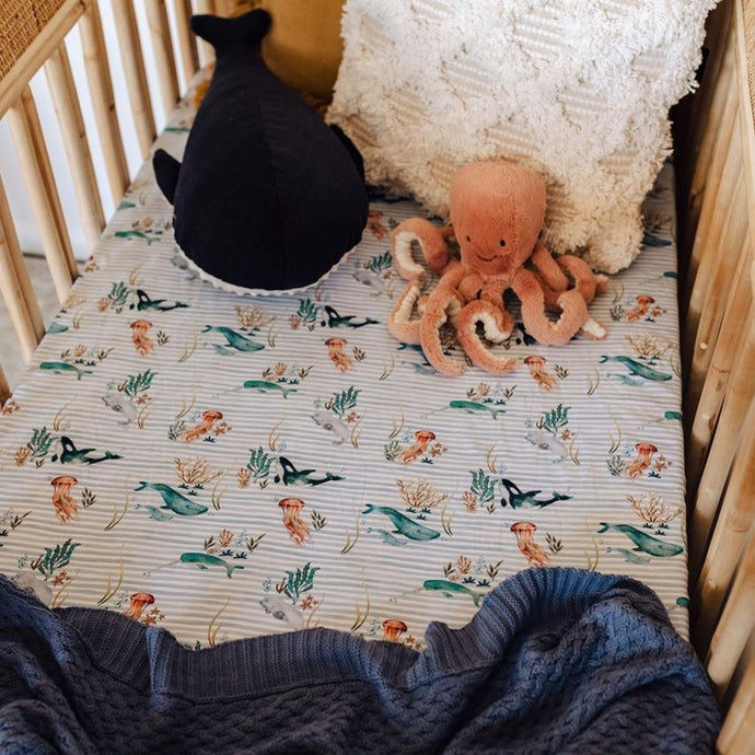 Whale- Fitted Cot Sheet