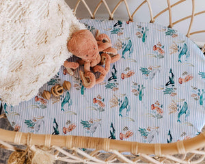 Whale- Fitted Bassinet Sheet/ Change Pad Cover